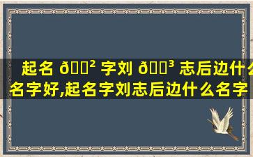 起名 🌲 字刘 🌳 志后边什么名字好,起名字刘志后边什么名字好一点